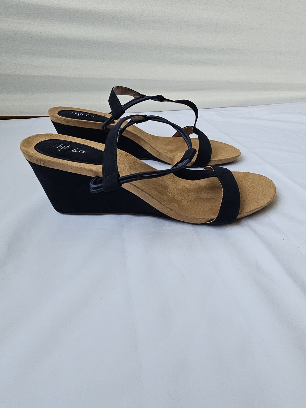 Style & Co. Mulan Wedge Sandals – Navy Blue (T-Strap) - Picture 9 of 16